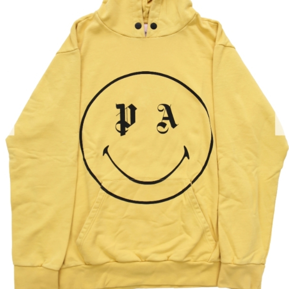 PALM ANGELS x SMILEY yellow smiling oversized Hoodie Sweatshirt Size XS fits M